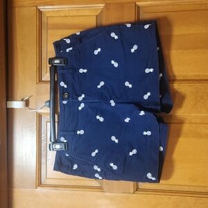 LOFT Blue/White Washed Twill Shorts, Pineapple, Women's Size 6, EUC